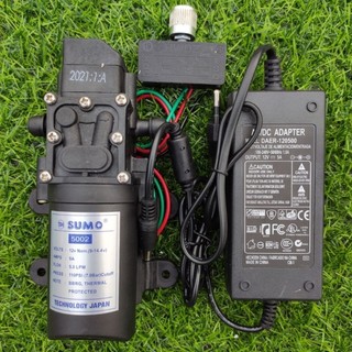 Bộ máy bơm mini 12v giá rẻ kèm nguồn 12V-5A và chiết áp (điều tốc)