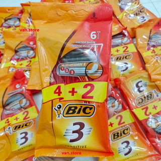 Bịch 6 cây dao cạo râu Bic 3 lưỡi (4 tặng 2)