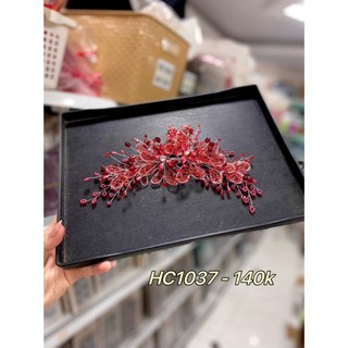 Bờm hoa cài đỏ cô dâu hc1037
