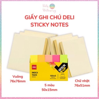 Set 100 Giấy Note Deli Sticky Notes giấy ghi chú vàng, giấy nhớ - 1 tệp