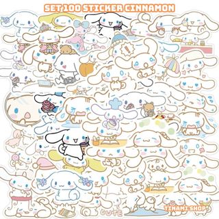 Set 100 sticker Cinnamon roll hình dán hoạt hình sario dễ thương miếng dán cắt sẳn không trùng nhau