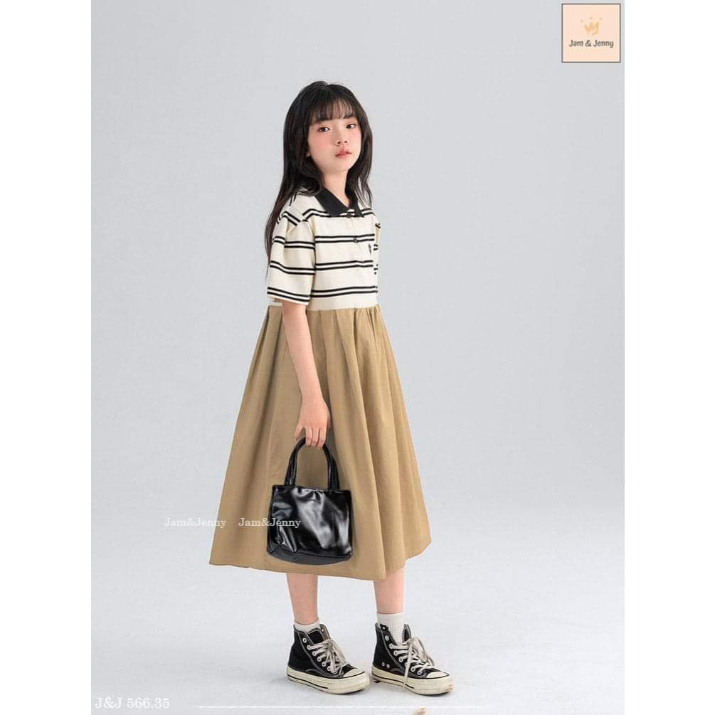 Váy bé gái cotton ,kaki Jam and Jenny
