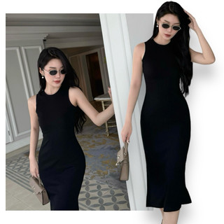 Đầm body gân xẻ tà