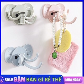 Móc dán treo tường con voi. Móc treo đồ dán tường 3 vòi voi dễ thương - Móc treo chìa khoá hình con voi chắc chắn