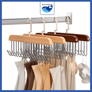 (HÀNG LOẠI 1) Móc gỗ treo đồ lót, khăn, thắt lưng, cà vạt đa năng, mắc treo quần áo, túi, mũ loại 8 thanh móc tiện dụng