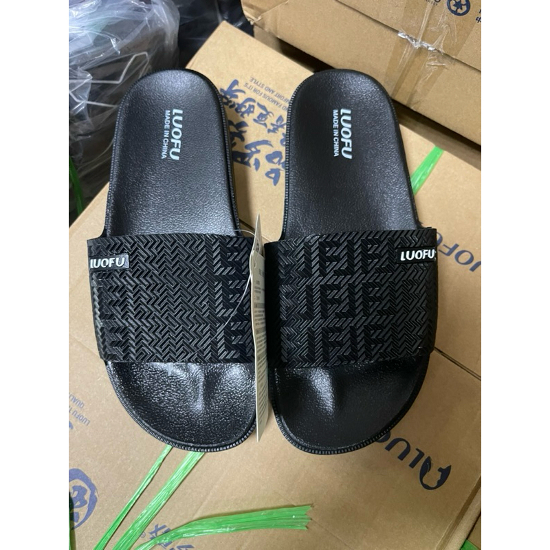 Dép Lê Nam Quai Ngang Họa Tiết LV Thời Trang Cá Tính Hai Màu Đen Luofu. Shop-uytin678