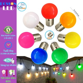 Sỉ100 Bóng đèn Led tròn 1w nhiều màu trang trí ngoài trời thân kín chống nước mưa đuôi E27 220V LL-x