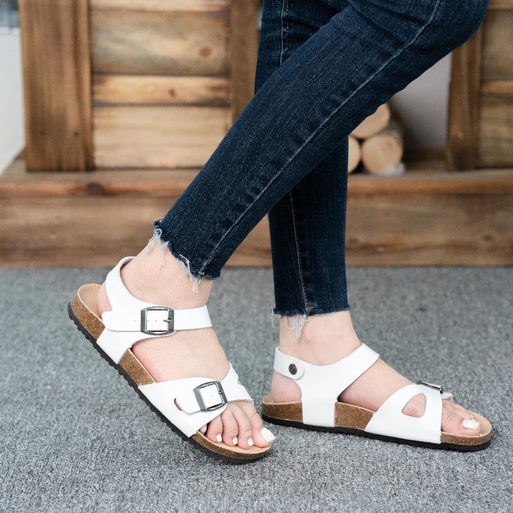 [PUK23] - Sandal đế trấu birken quai ngang unisex da PU cao cấp sandal birken quai hậu Bioline
