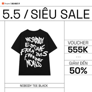 Áo Thun Unisex BAD HABITS NOBODY TEE BLACK 100% Cotton - Local Brand Chính Hãng