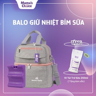 Balo Bỉm Sữa Giữ Nhiệt Mama’s Choice Đa Năng, Giữ Nhiệt Bình Sữa, Đựng Đồ Cho Mẹ Bé, Thiết Kế 2 Tầng, Chất Liệu Cao Cấp