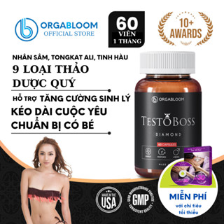Viên uống Testoboss Usa Tăng cường sinh lý nam với 9 loại thảo mộc quý - Maca Nhân Sâm Tinh Hàu Biển (60v)