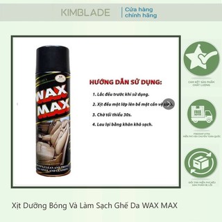 Xịt dưỡng bóng và làm sạch ghế da wax max - dung dịch xịt dưỡng bóng và bảo vệ da - kimblade