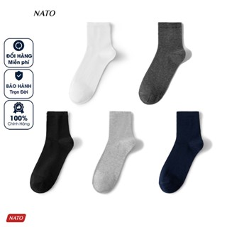 Tất Dài Max Nato Vải Cotton Kháng Khuẩn Chống Mùi Hôi Màu Trắng Đen Xanh Cao Cấp Trơn Trên Mắt Cá