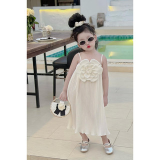 Váy bé gái, váy maxi dập ly hoa nổi sang chảnh cho bé 10-32kg