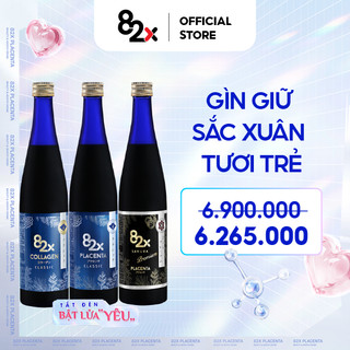 82X DA ĐẸP THẦN SẦU 3 Chai: COLLAGEN + SAKURA PLACENTA + PLACENTA, Nước Uống Đẹp Da Từ Nhật Bản (500ml/chai).