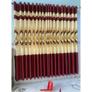  Gấm thêu màu đỏ cản nắng 90% rèm cửa chính cửa sổ   Chưa bao gồm thanh treo 