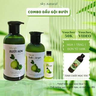 Combo dầu gội bưởi , dầu xả bưởi , xịt thảo dược giúp chăm sóc tóc , kích mọc tóc hiệu quả