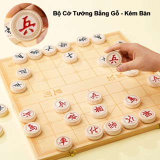  Cờ Tướng. Bộ Cờ Tướng Bằng Gỗ Bạch Dương - Kèm Bàn. Kích thước 36 * 39cm 
