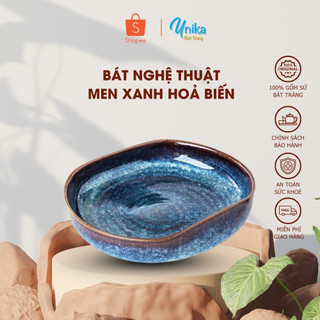 Bát Nghệ Thuật Men Xanh Hoả Biến - Bát Art - Gốm Sứ Bát Tràng