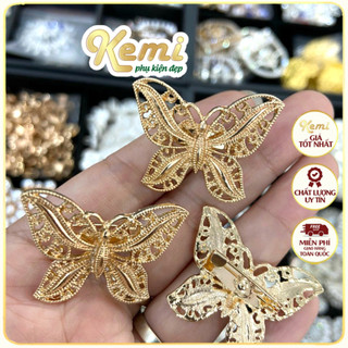 Ghim cài áo hình bướm vàng size 3cm, tag cài áo sơ mi
