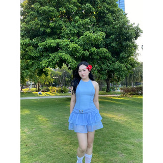 (Sẵn M/L) CHALYMUSE| Amora Dress - Đầm cổ yếm dáng ngắn xếp ly 🩵🐇