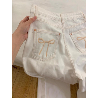 𝐂𝐮𝐧𝐱𝐢𝐧𝐡𝐒𝐭𝐮𝐝𝐢𝐨🎊 Quần Jeans trắng ống suông thêu nơ