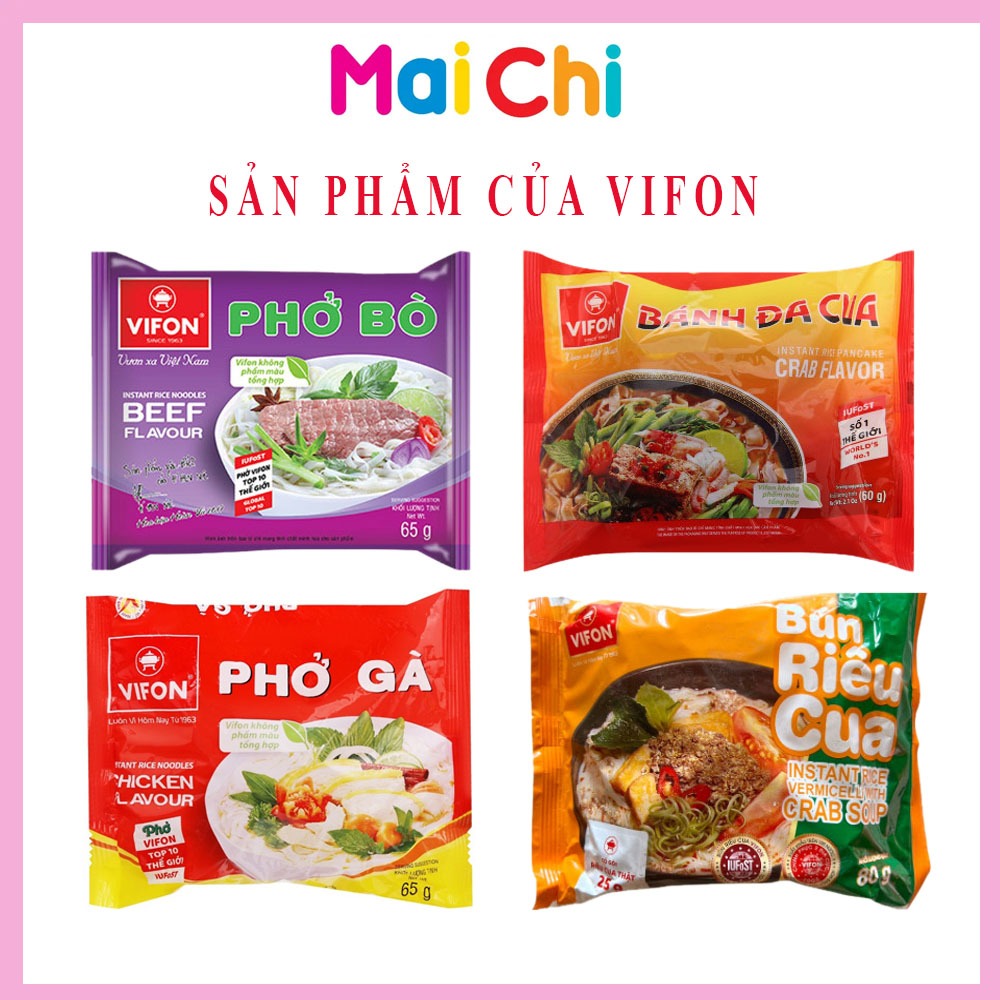 Gói Phở bò/ Phở gà/ Bún Riêu Cua / Bánh Đa Cua Vifon MaiChi-Shop