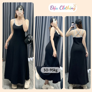 Đầm suông dài nữ CÓ BIGSIZE dáng đầm hai dây ôm body váy xòe nhẹ hở lưng quyến rũ G662