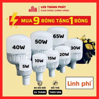 Bóng đèn led LINH PHI Siêu Sáng 50w 40w 30w 20w 10w 5w tiết kiệm điện - BULB trụ 30000 giờ thắp sáng