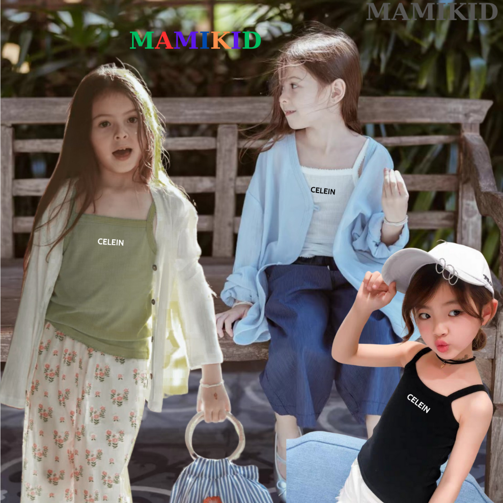 Áo Hai Dây Bé Gái 9-40kg, Áo Ba Lỗ Bé Gái Hình Celine Siêu xinh, Vải Mát, Co Giãn Tốt