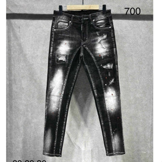 quần bò jean nam dài đen rách vẩy sơn kiểu thêu logo cá tính đẹp,mẫu mới hot chất jean co giãn tốt
