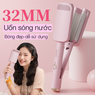 Máy Uốn Tóc Xoăn Sóng Nước Hippie 32 Thiết Kế 3 Trục Sóng Nước, Máy Làm Xoăn Sóng Nước Chỉnh Nhiệt Tạo Kiểu (JA SHOP)
