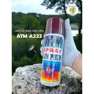 Sơn xịt màu nâu sẫm, màu hạt dẻ ATM Spray A222 Maroon - sơn xịt màu gỗ cho bàn ghế nội thất