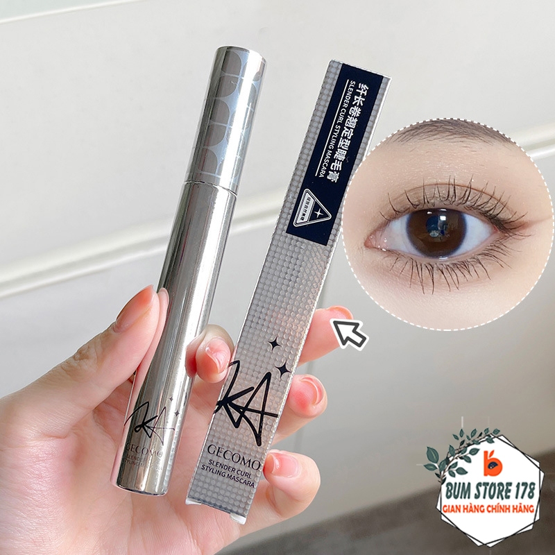 Chuốt Mascara Gecomo Vỏ Bạc Uốn Cong Dày Và Dài Mi, Cây Mascara Dài Mi Mảnh Chống Thấm Nước Lâu Trôi