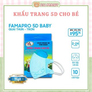 Hộp 10 Khẩu Trang Cho Bé 5D FACE MASK Kháng Khuẩn, Ngăn ngừa Bụi Mịn, Hoá Chất Độc Hại Cho Các Bé - 2X MART