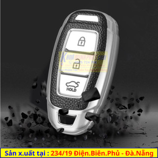 Vỏ Ốp Inox Bảo Vệ Chìa Khoá xe Ô Tô Hyundai Kona Accent Santafe 2018-2022