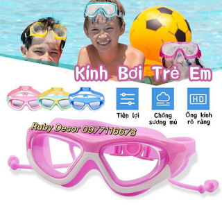 Kính bơi trẻ em, kiếng bơi cho bé có nút bịt tai & chống tia uv
