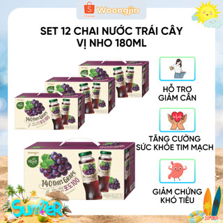 Set 12 chai nước ép nho - woongjin chai 180ml