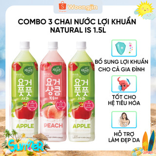 Combo 3 Chai Nước Lợi Khuẩn Đào/Táo - Woongjin chai 1.5L