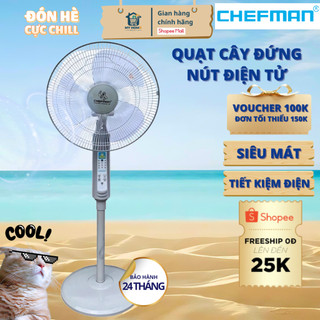 Quạt cây đứng Chefman cao cấp có điều khiển 47W, Sải cánh 400mm - Bảo hành chính hãng 12 tháng