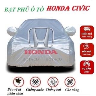 ⚡BẢO HÀNH 5 THÁNG-⚡Bạt phủ ô tô, áo trùm xe, bạt che nắng mưa VẢI DÙ cho xe HONDA CIVIC