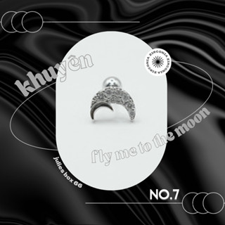 [1 Chiếc] [BẤM] Khuyên Tai Moon No.7 Đính Đá Màu Bạc Không Gỉ Sét Bông Tai Unisex Julies Box 66