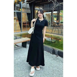 [Hình thật chụp sàn] Đầm maxi xòe đan dây sau tay con chất thun dẻo đẹp