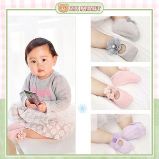 Tất hài nơ công chúa siêu yêu (1 đôi) có lớp chống trượt. Giày, vớ công chúa cho bé, giày nở hoa cho con gái - 2X MART