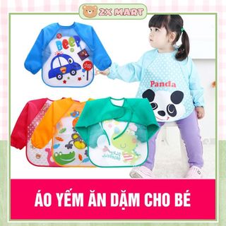 Áo yếm ăn dặm dài tay chống bẩn cho bé có dây buộc cố định ở sau lưng - 2X MART