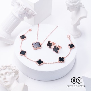 Bộ trang sức cỏ bốn lá cecy bạc ý 925 và bạc ý 925 mạ vàng 18k - bảo hành 1 năm