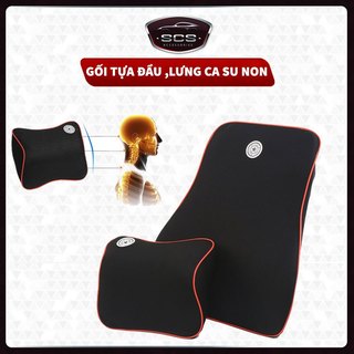 Gối Tựa Đầu Ô Tô - Bộ Gối Tựa Đầu Và Tựa Lưng Cao Su Cao Cấp,Chống Đau Mỏi Cổ Vai Cột Sống Lưng Hiệu Quả