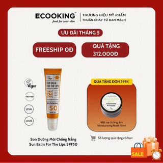 Son dưỡng môi chống nắng thuần chay, chống tia UV SPF50 Sun Balm For The Lips 15ml Ecooking