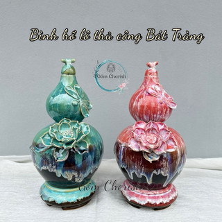 Bình đựng rượu hình hồ lô 3 lít - 10 lít ( TẶNG ĐẾ) men hoả biến BÁT TRÀNG, dung tích 3lít