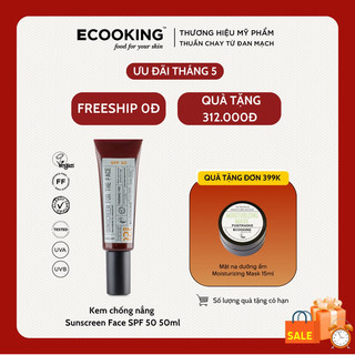Kem chống nắng Ecooking Suncreen for face SPF50 Fragrance Free 50ml chống nước, chống lão hoá
